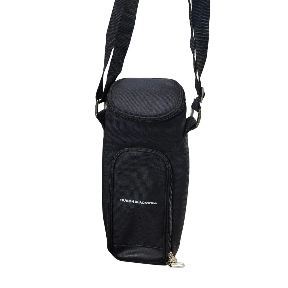 Picnic at Ascot Black Insulated Single Bottle Wine Carrier Bag Husch Blackwell‎